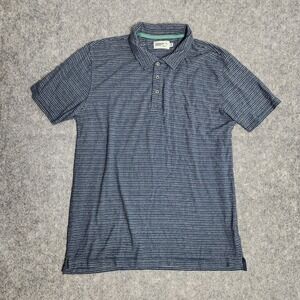 Wellen Huckberry Polo Shirt Men XL Blue White Hemp Blend Short Sleeve Golf Knit